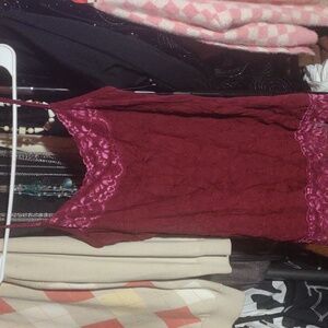Maurices Burgundy Lace Trim Cami